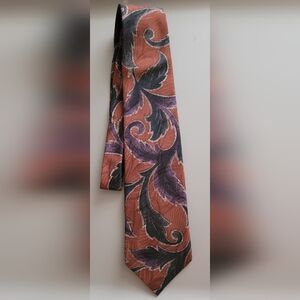 Vintage Christian Dior Monsieur Le Connaisseur Abstract Leaves Italy Silk Tie